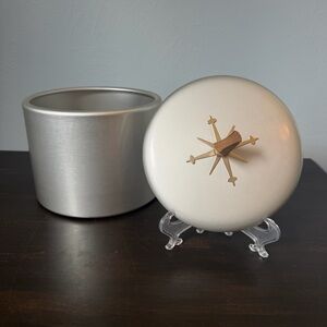 Vintage Mirro Medallion Atomic Starburst Canister Lid Utility Jar Hostess MCM